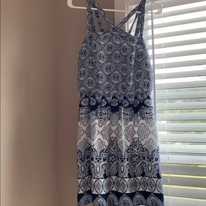 Blue and white dress